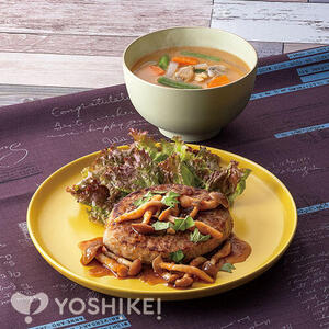 レンジで簡単！きのこおろしハンバーグ