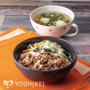 包丁いらず＆レンジで簡単！チーズそぼろビビンバ