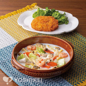 包丁いらず！３種のシーフードクラムチャウダー