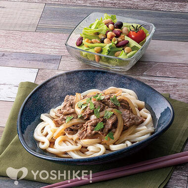 包丁いらず!甘辛牛肉のせあったかうどん