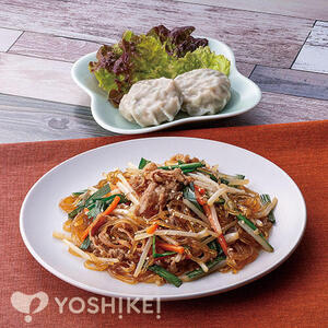 包丁いらず！にらたっぷり牛肉チャプチェ