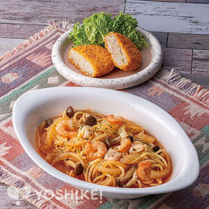 魚介のトマトスープパスタ