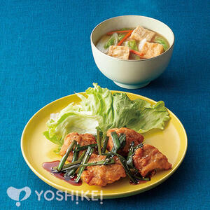 包丁いらず！ピリ辛にらダレで食べる鶏唐揚げ