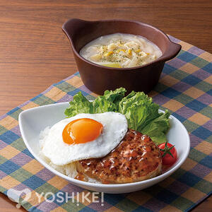 包丁いらず！レンジで簡単！オニオンソースのロコモコ風