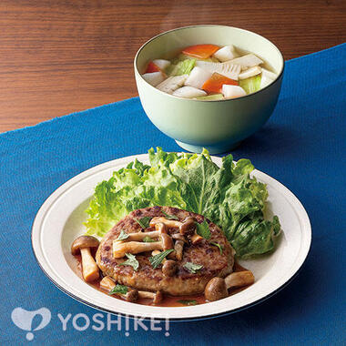 レンジで和風きのこハンバーグ