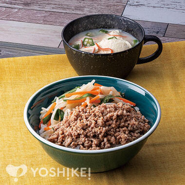 包丁いらず！レンチンそぼろビビンバ