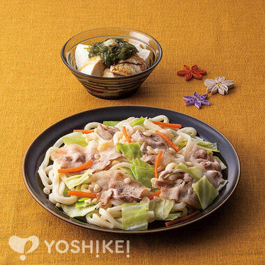 包丁いらず!豚バラ旨塩焼きうどん