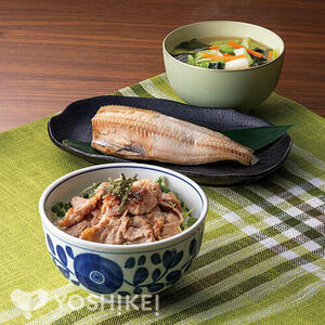 ＜包丁いらず！レンジ干物＆ミニ焼き肉丼定食＞しまほっけの干物