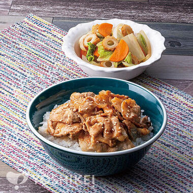 たれでお手軽!豚肉のすりおろし生姜焼き丼