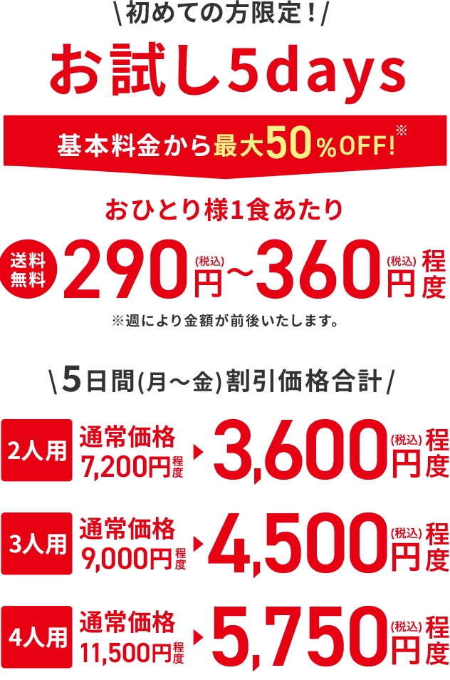 初めての方限定！お試し5days