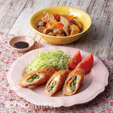 2種のチーズとアスパラの肉巻きフライ