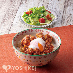 温玉のせ！レンジで甘辛から揚げ丼