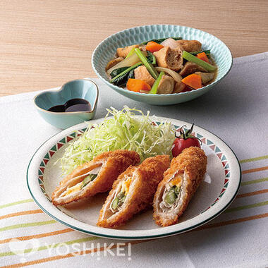 2種のチーズとアスパラの肉巻きフライ
