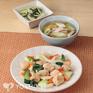 鶏肉とチンゲン菜の塩炒め