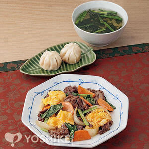 牛肉と卵の麻辣炒め