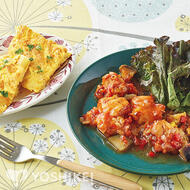 鶏肉とイタリアン野菜のトマトバジルソース