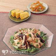 なすと蒸し鶏の薬味ドレッシングあえ
