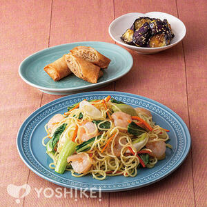 えびとチンゲン菜の塩焼きそば