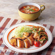 チキンカツ&豚焼き肉のコンビプレート