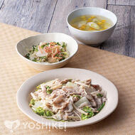 豚しゃぶ肉の塩だれ蒸し