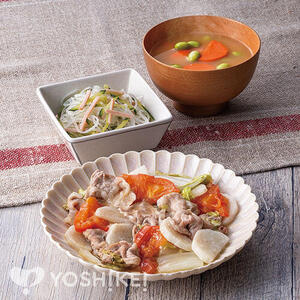 長芋とトマトの豚しゃぶ塩麹蒸し