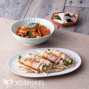 シャキシャキ水菜の甘辛豚肉巻き