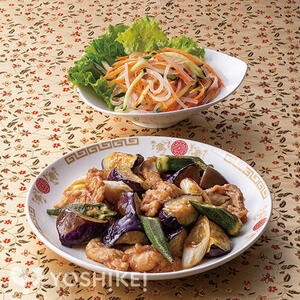 豚肉と夏野菜の梅オイスター炒め