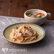 いかとしめじの明太子パスタ